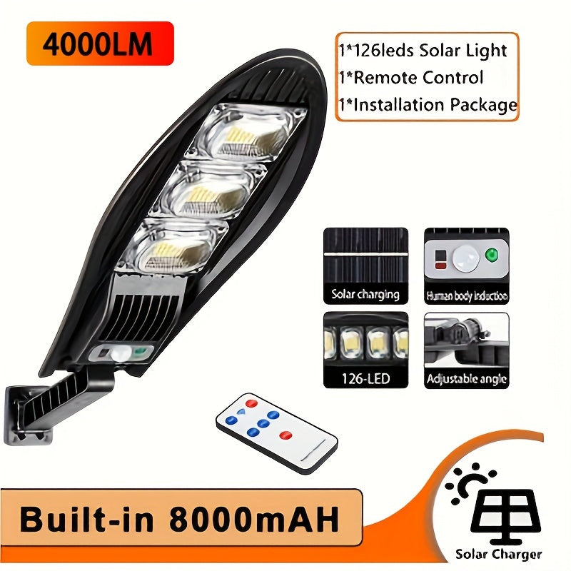 1pc upgraded solar street lamp with 168 LED lights, adjustable angle for outdoor garden walls.