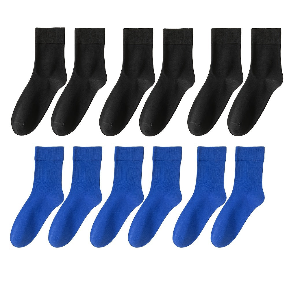 6 pairs of unisex cotton crew socks with loose-mouthed design for breathability and sweat absorption, offering soft and comfortable wear for both men and women. Trendy for business or