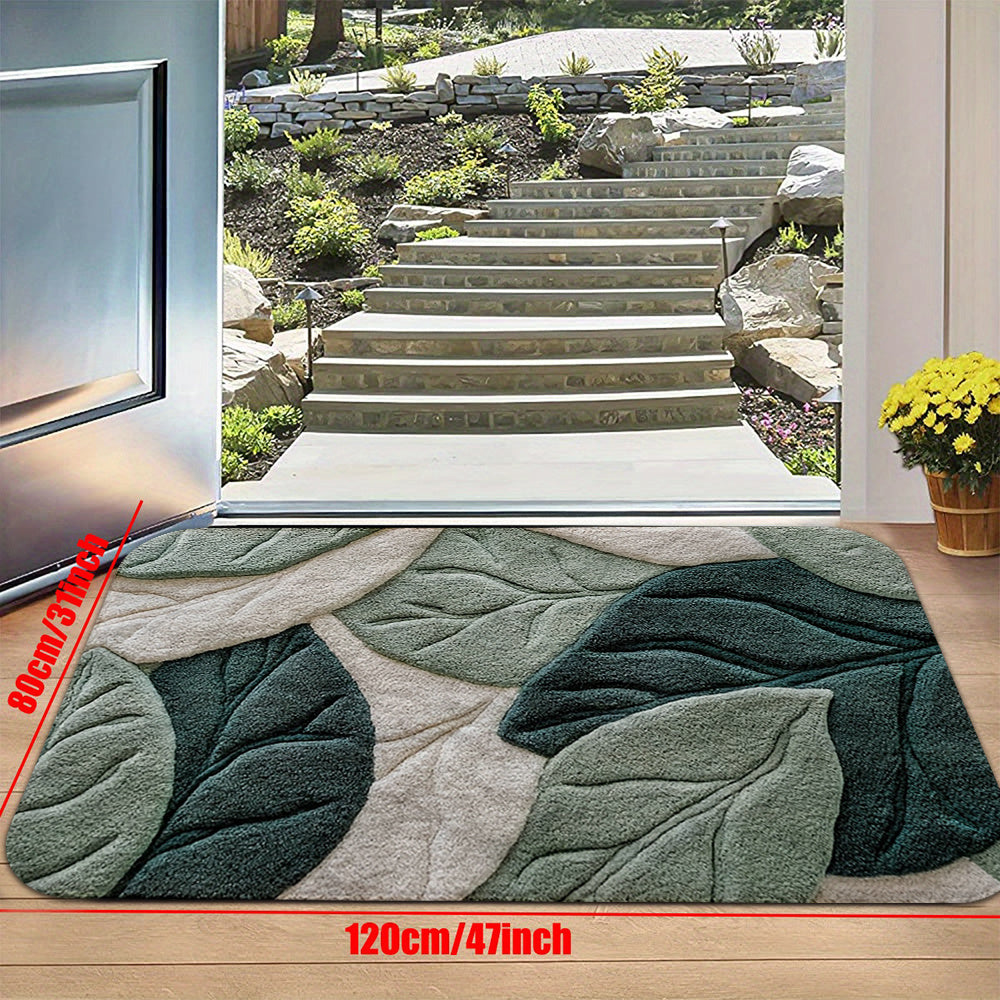 1pc Leaf Pattern Door Mat - Non-Slip, Quick-Dry, Ideal for Home Decor, Machine Washable