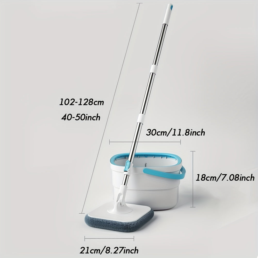 Introducing the Wheat Straw Mop and Bucket Set – This hands-free spin mop comes with separate dirty water for efficient cleaning in any room of the house. It can be used as a wet or dry mop in the living room, bedroom, bathroom, kitchen, or toilet. This