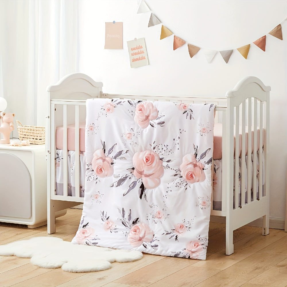 Soft and cuddly baby crib quilt - the ideal nursery bedding throw blanket for both boys and girls - suitable for all seasons!