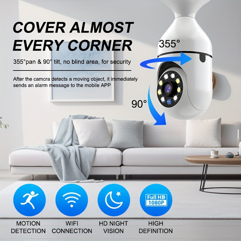 YIIYRY Smart Bulb Camera with Dock - Simple Installation, Night Vision, High Definition 1080P, Dual Audio, WiFi for Live Monitoring & Multi-User Access