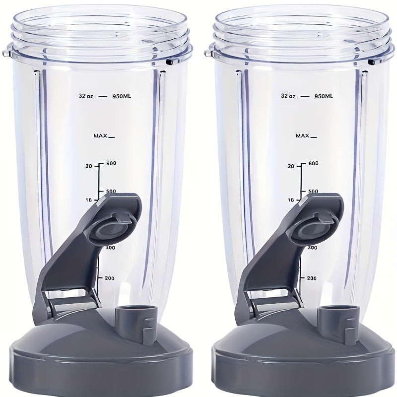 This Nutribullet Blender Accessory is a 32oz Blender Cup with a convenient Flip-Top Lid. It is a compatible replacement part for 600W and 900W models, ensuring a perfect fit. The cup is BPA-free and can be safely cleaned in the dishwasher for your