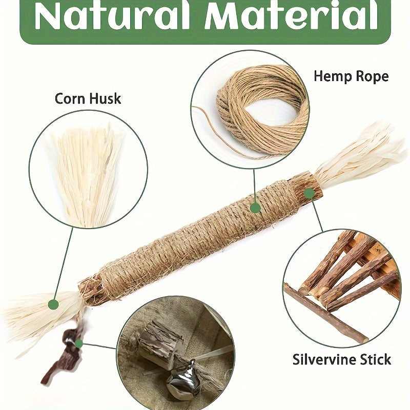 Natural Sisal Cat Chew Stick for Dental Health, Eco-friendly, Durable Indoor Toy