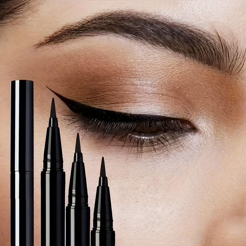 3 Black Liquid Eyeliner Pens for beginners - Quick dry, waterproof, and smudge-proof. Ultra-fine tip with long-lasting hold, ideal for festivals and gifts.