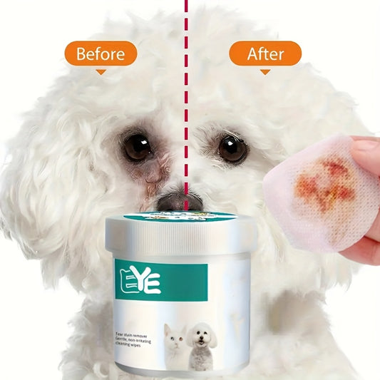 130 gentle pet eye wipes for dogs and cats, soothing tear stain remover pads for safe and easy daily cleaning.