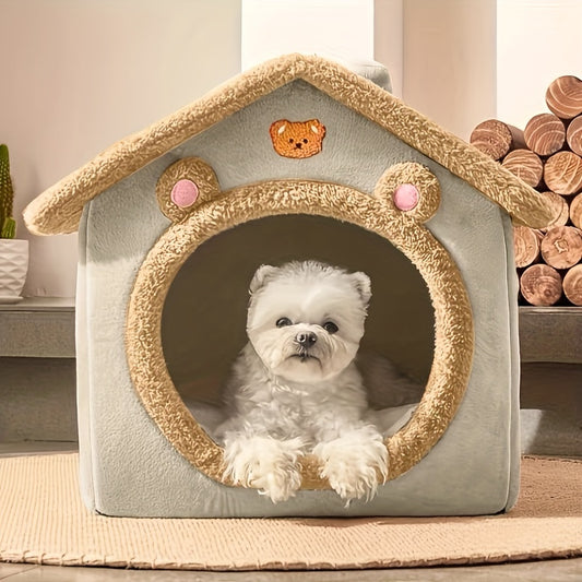 1pc Cat Kennel/Dog Kennel, House Type, Four Seasons, Small Cat and Dog Kennel, Winter-Warm, Disassemblable and Washable Pet House.