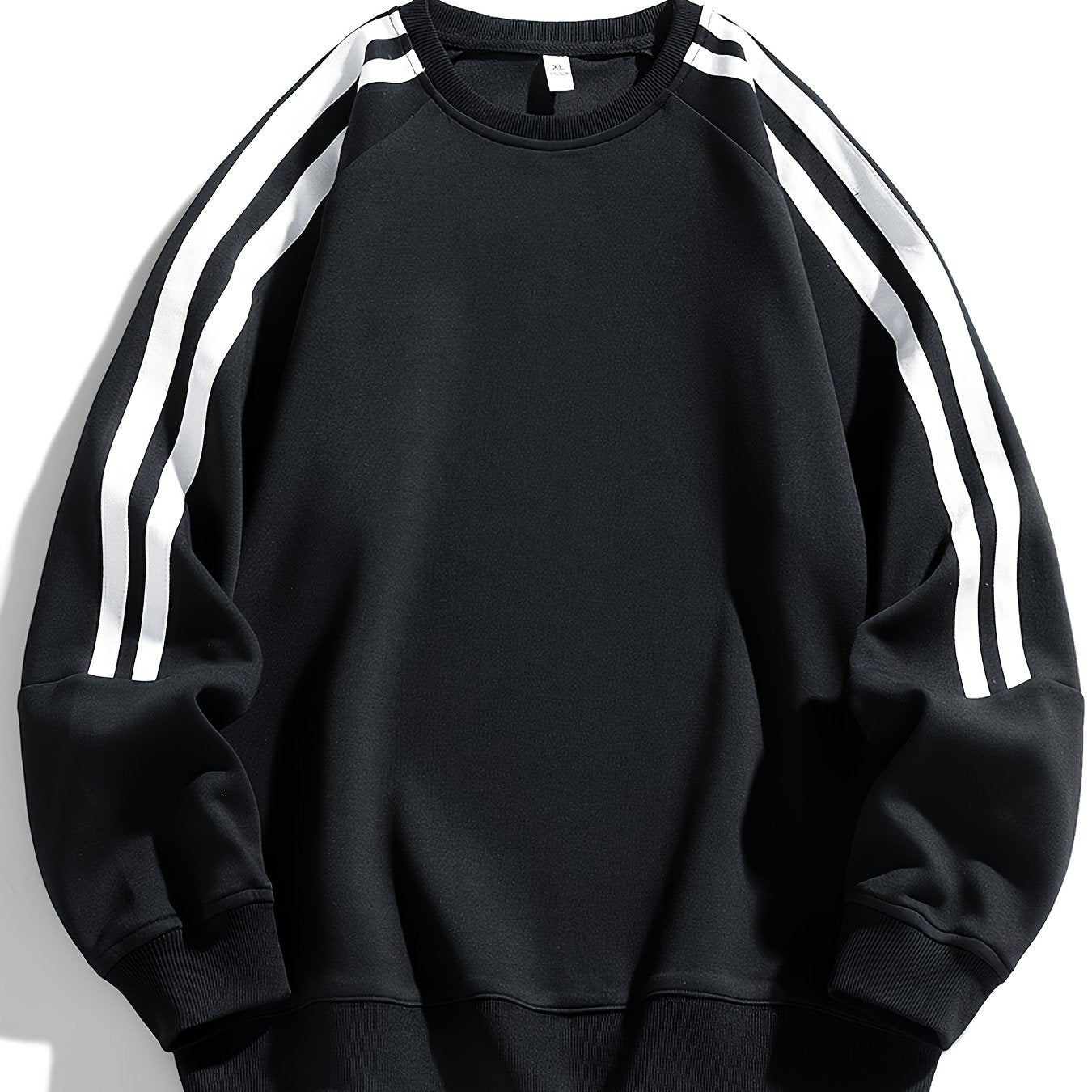 Men's side striped crewneck hoodie, comfortable and breathable, suitable for street and outdoor activities.