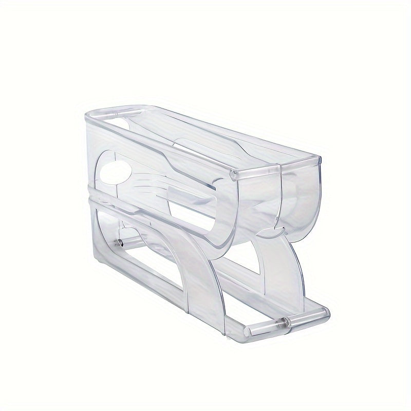 3/4-layer Refrigerator Egg Storage Rack with Sliding Roller Distributor - Keeps eggs fresh and safe with non-contact food safety material. Ideal for kitchen countertops.