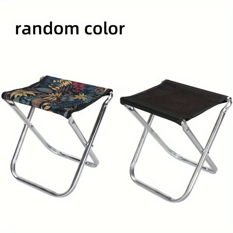 Black Metal Frame Portable Folding Stool for Outdoor Fishing, Camping, and Resting - No Power or Wood Required - Ideal for Home, Kitchen, or Game Room Use