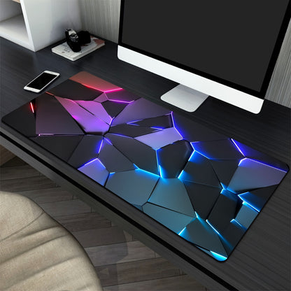 Stylish geometric gaming mouse pad with durable, waterproof, non-slip design. Ideal for gamers, offices, and study. Made of polyester material, no battery required.