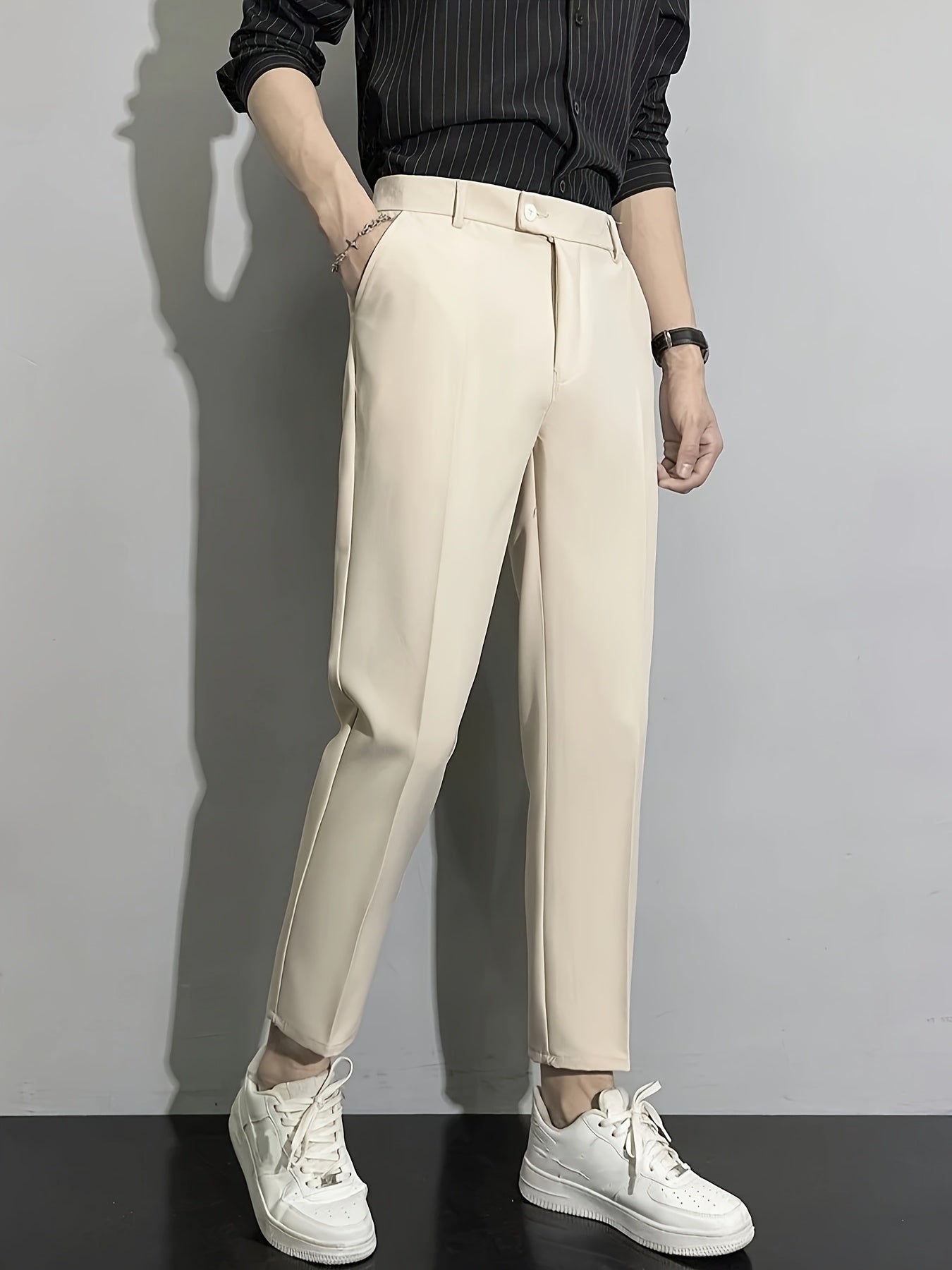 The new casual business-style trousers are sleek and stylish.