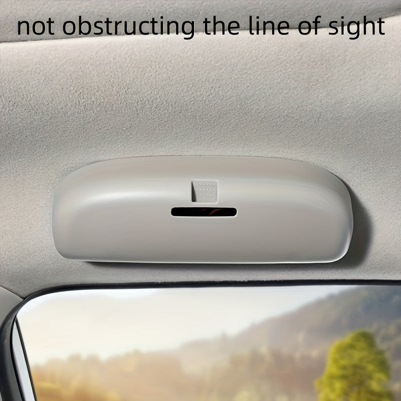 Car interior glasses case without original handle, modified for easy installation without damage.