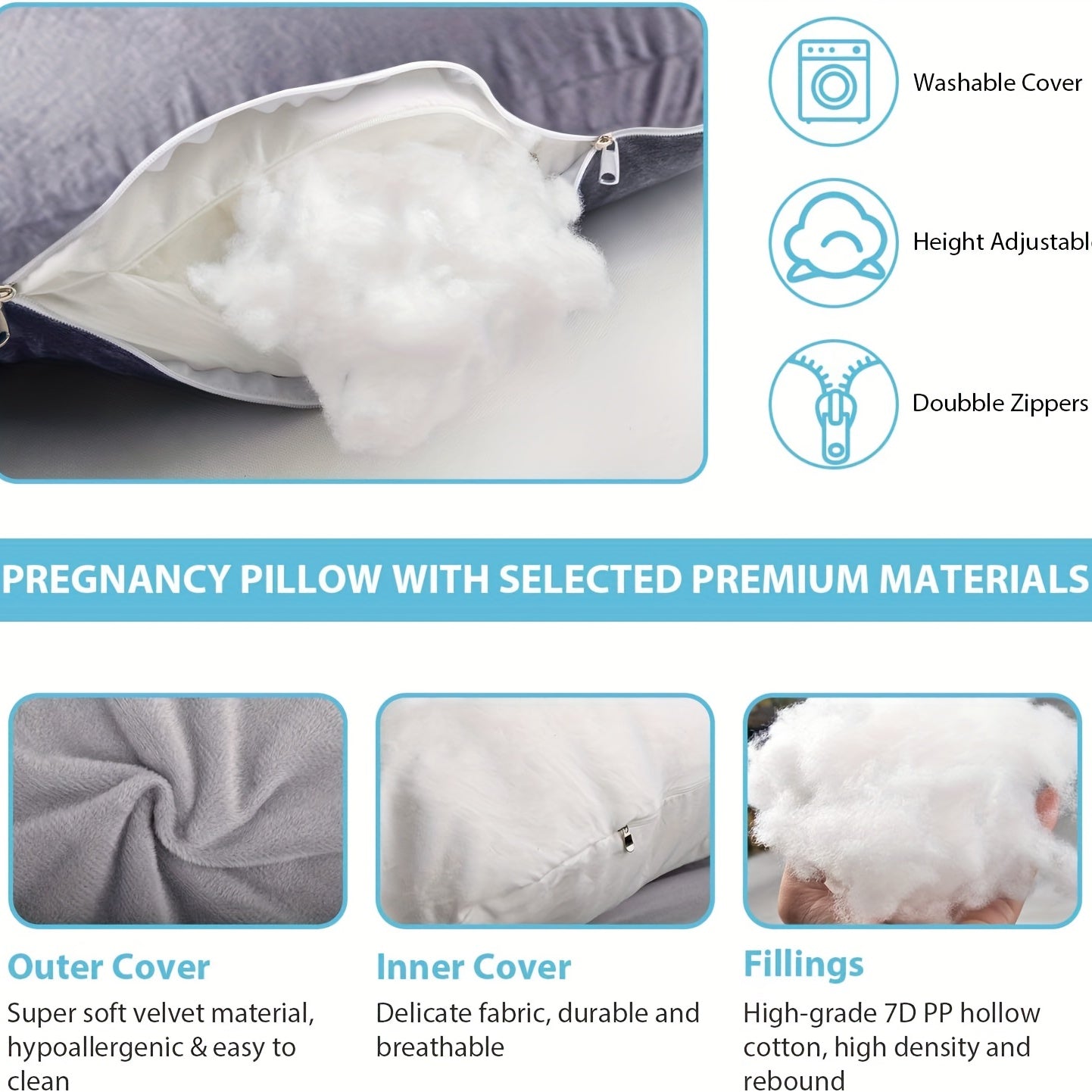 Versatile Crystal Velvet Pregnancy Pillow with C-shaped Belly Support for Side Sleeping, Waist Protection, and Removable/Washable Cover. Perfect Gift for Pregnant Women on Christmas, Halloween, Thanksgiving, or Any Special Occasion!