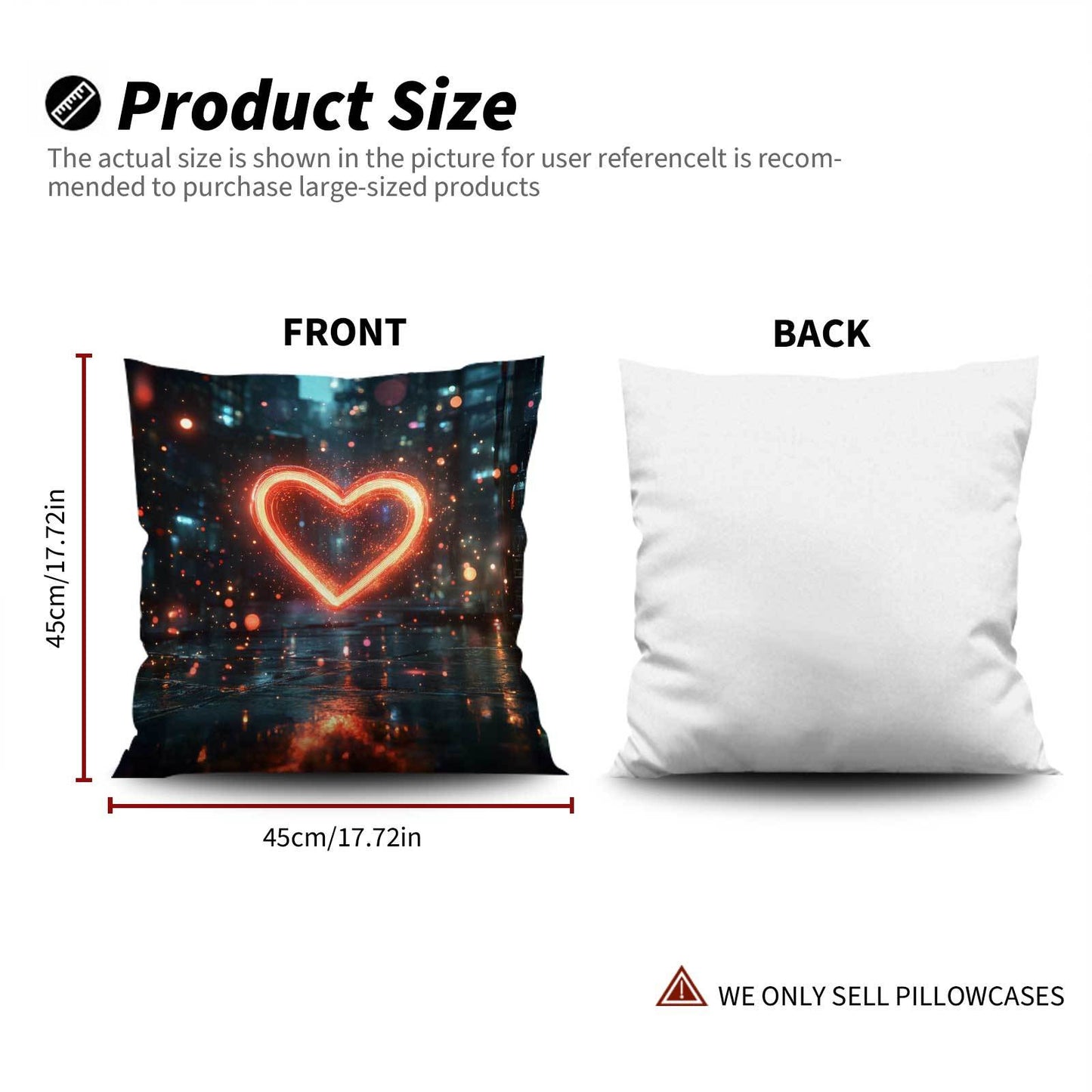 4 Urban Night Scene Heart Cushion Covers in Contemporary Fantasy Style made of Polyester with Zipper Closure. Easy to Machine Wash, providing All-Season Comfort for versatile sleeping positions. Suitable for use in Office, Bedroom, Balcony, Car, Sofa, or