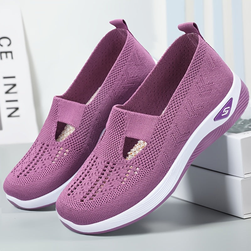 Women's Slip-On Sneakers - Breathable Fabric, Rubber Sole, Low-Top, All-Season Shoes