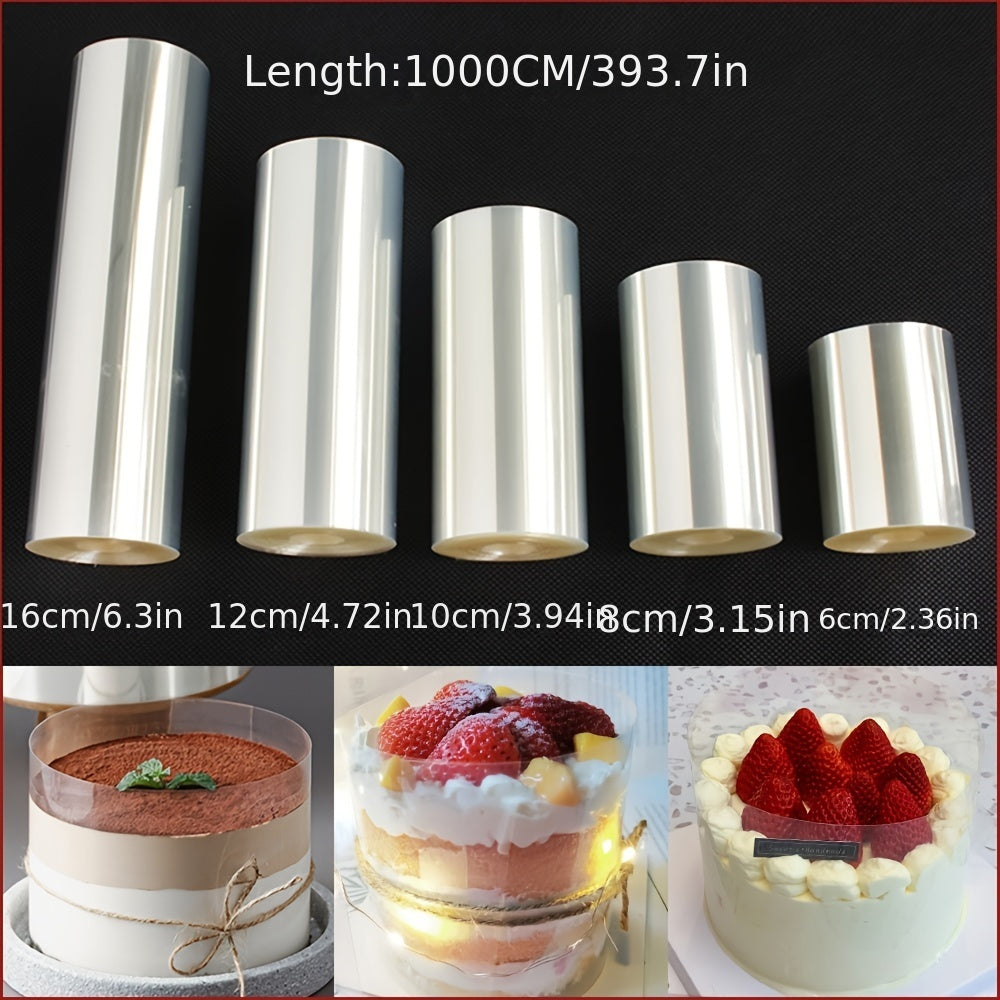 1 Roll of Kitchen Bakeware Acetate Film for Cake Decorating, Transparent Cake Surround Film for Mousse Cake Sheets, DIY Cake Collar - 1000.0cm