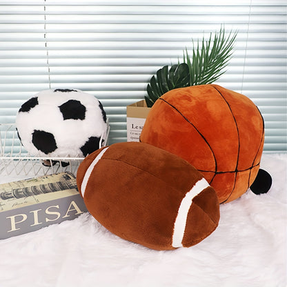 Sports themed plush toy pillows for ages 6-8, preppy style, polyester filled, hand wash only. Perfect for parties, home decor, birthday gifts.