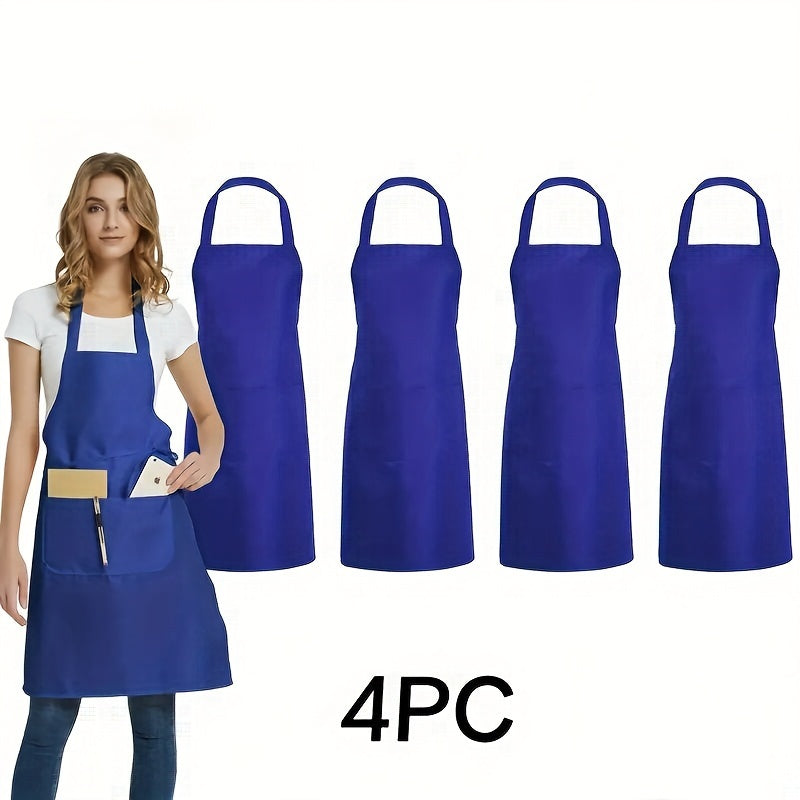 Adjustable canvas aprons with pockets - waterproof, stain-resistant, and comfortable for various uses, easy to clean.