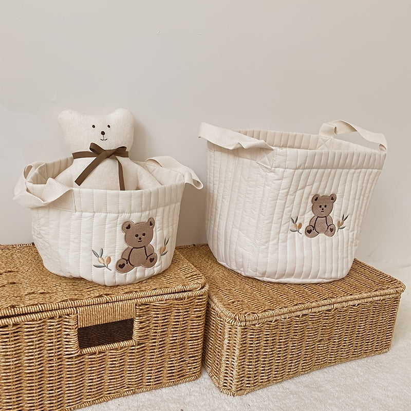 Get your room in order with this charming Quilted Fabric Storage Bucket!