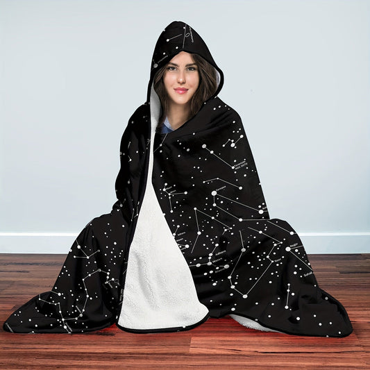 Starry Sky Hooded Blanket - This magical blanket is perfect for napping, lounging, or traveling. Get cozy and stay warm with this soft and thick hooded cape blanket, ideal for use on the sofa, in the office, or in bed.