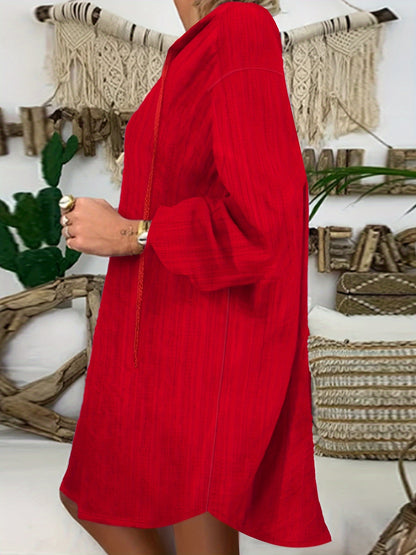 Plus Size Red V-Neck Blouse with Beaded Star & Tassel Details, Long Sleeve, Loose Fit, Polyester, Machine Washable, All-Season Comfort.