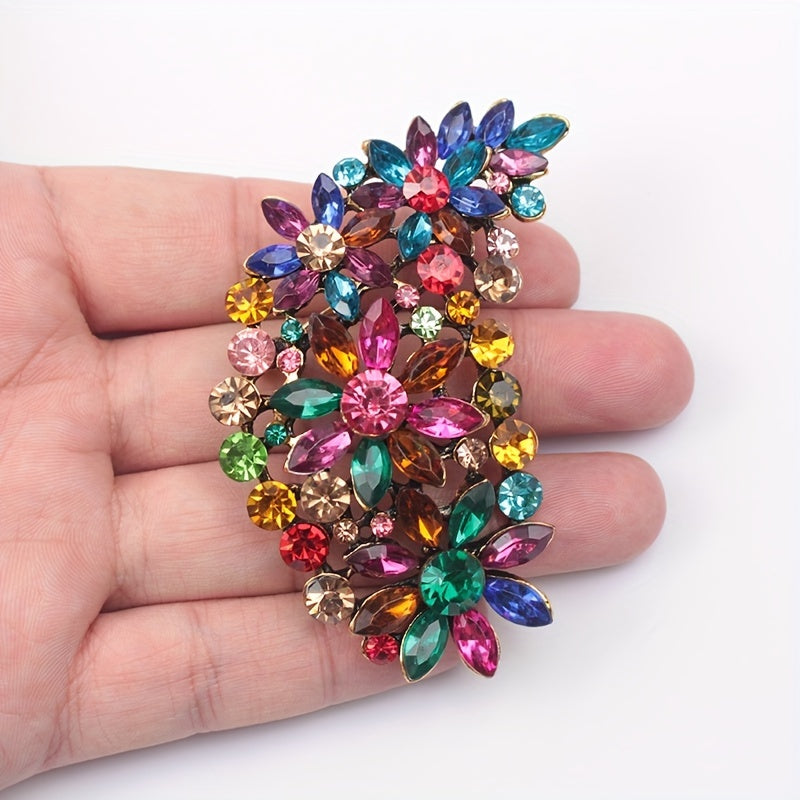 Get your hands on the 2021 New European and American Personalized Retro Colorful Glass Exaggerated Brooch Female Temperament Pin straight from the factory!