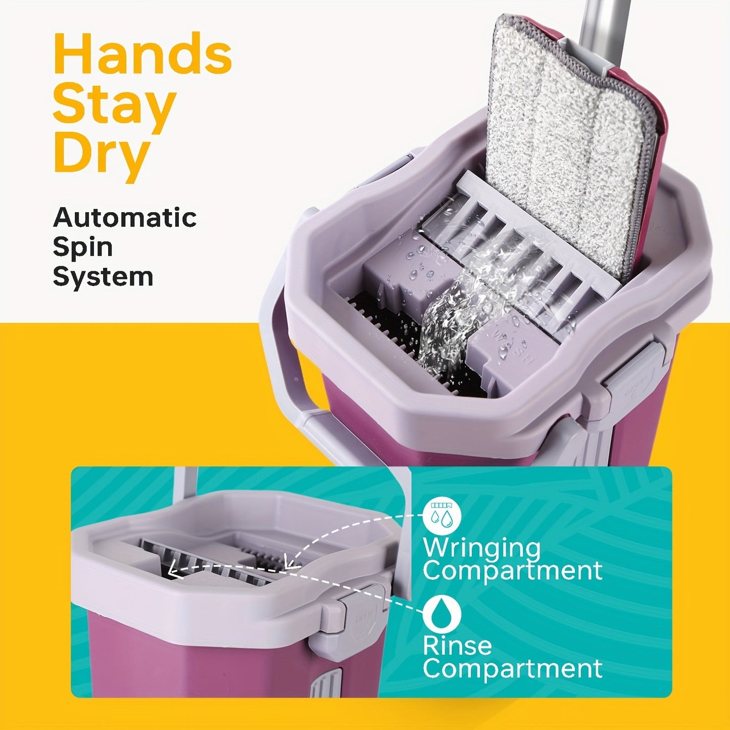 Get your hands on the EcoClean 8L Manual Mop and Bucket Set featuring a wringer. This set includes 2/3/4/6 microfiber pads and requires no electricity. Perfect for cleaning your living room, bedroom, bathroom, kitchen, and floors.