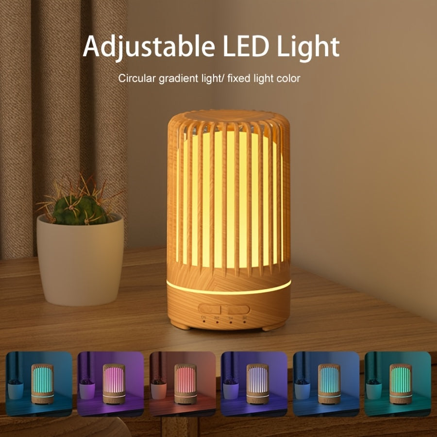 A USB-powered ultrasonic essential oil diffuser with 7-color night light, ideal for bedroom or office.