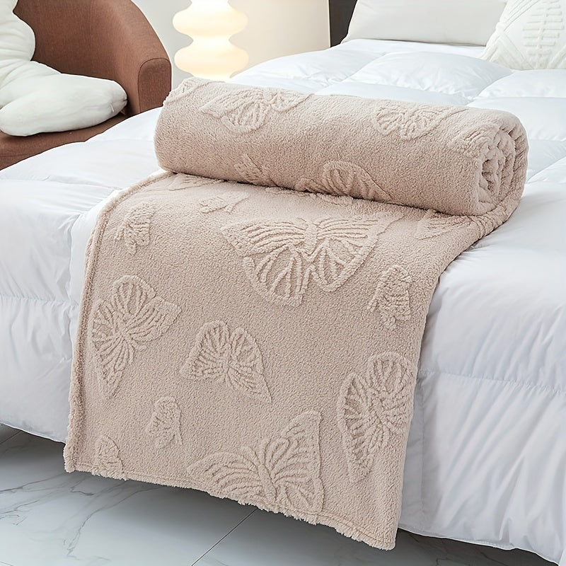 Soft and cozy fleece throw blanket with a French-style floral jacquard design. This all-season hypoallergenic nap blanket is perfect for the couch, bed, or office in a beautiful pink color.