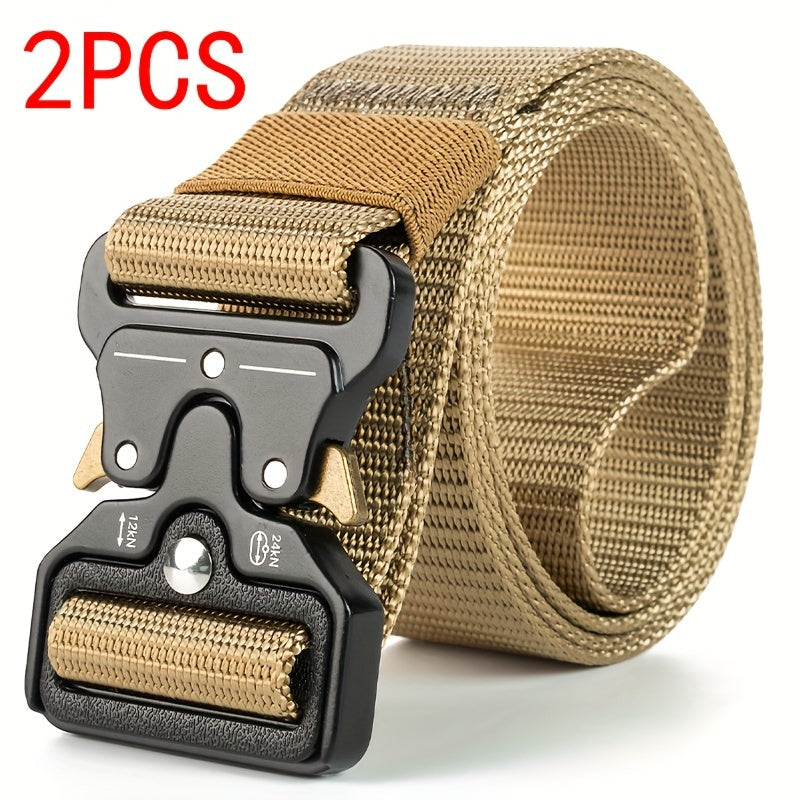 2pcs Tactical Multi-Function Belt for Men - Ideal for Hunting, Outdoors, and Gifting -Strong Plastic Buckle - Great for Valentine's Day