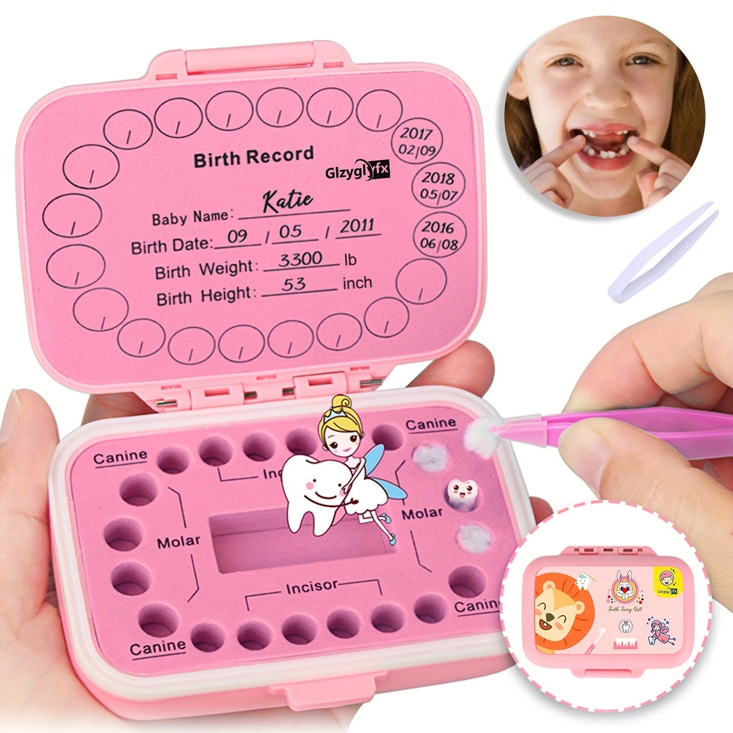 Glzyglyfx Baby Teeth Keepsake Box - Keepsake Tooth Holders for Kids, Tooth Saver and Storage Container for Lost Teeth