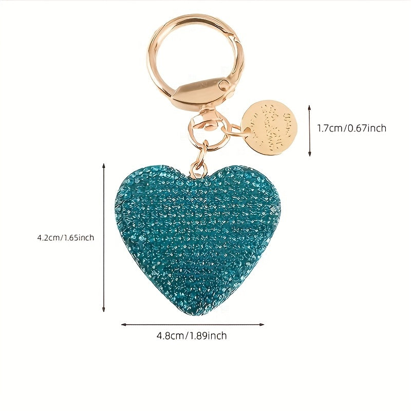 Valentine's Day Gift Set: Heart-Shaped Rhinestone Car Keychain, Resin Love Heart Earphone Case Charm, and Metal Tag Bag Accessory perfect for Women.