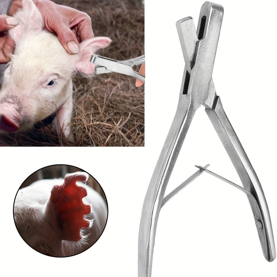 Stainless Steel Ear Tagging Pliers: Ergonomic and Durable V-Shaped Tool for Farm Identification and Marking