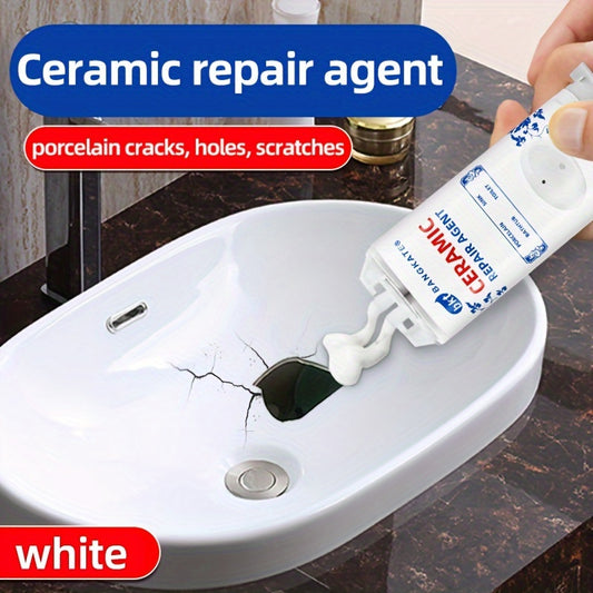 Waterproof ceramic adhesive for repairing tiles, bathtubs, sinks, and fixtures, resistant to mold.