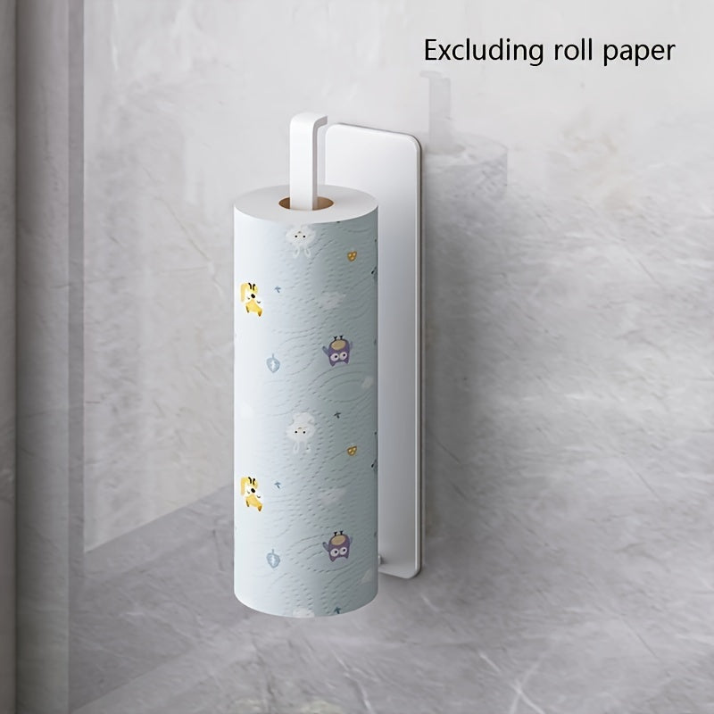 Kitchen paper roll storage rack crafted from stainless steel and designed for wall-mounting, featuring a non-perforated design.