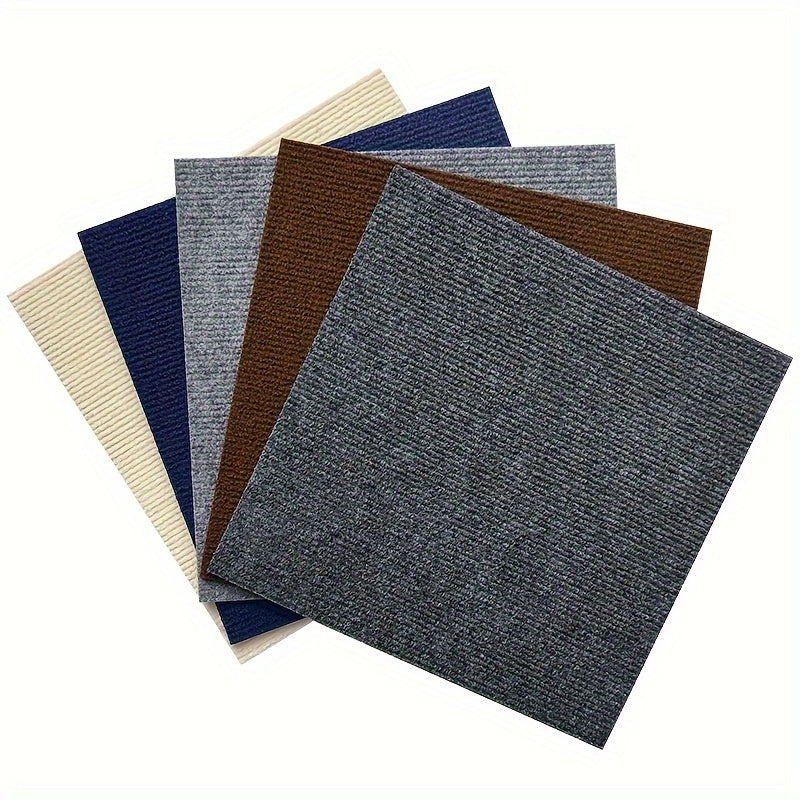 Pack of 10 Self-Adhesive Carpet Tiles for Easy Installation - Non-Slip and Durable, Ideal for Living Room, Bedroom, and Office Use. Leaves No Residue and Recommended for Dry Cleaning Only.