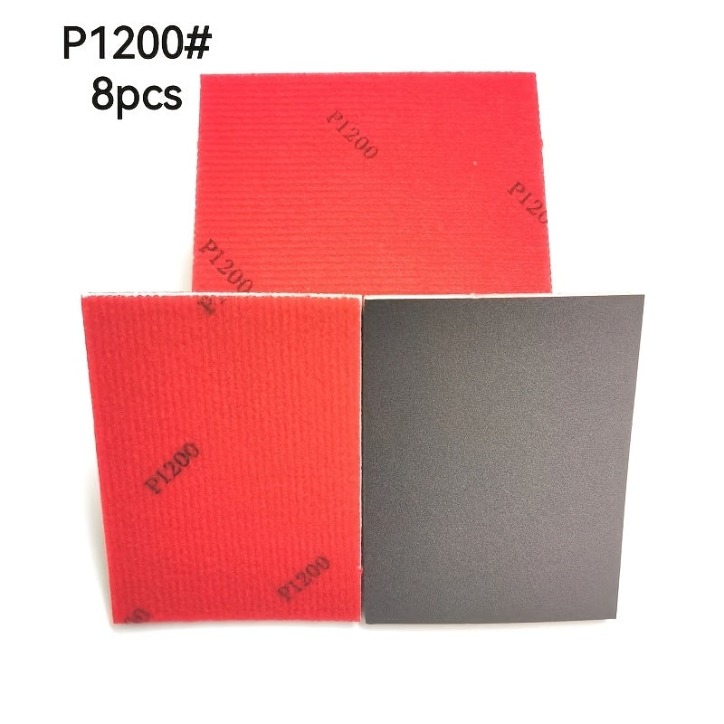 This pack of 8/18 super fine sand sponge pads includes sand grains ranging from 400 to 3000. They are perfect for DIY projects, both wet and dry grinding, and can be used on wood, metal, models, gypsum board furniture, synthetic resin, and zirconium