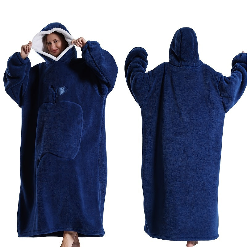 Stay warm and comfortable this winter in our oversized Cozy Velvet Hooded Lounge Robe. Available in red, purple, blue, brown, and black with convenient pockets, this hand-washable robe is made of soft polyester fabric perfect for indoor and outdoor use.