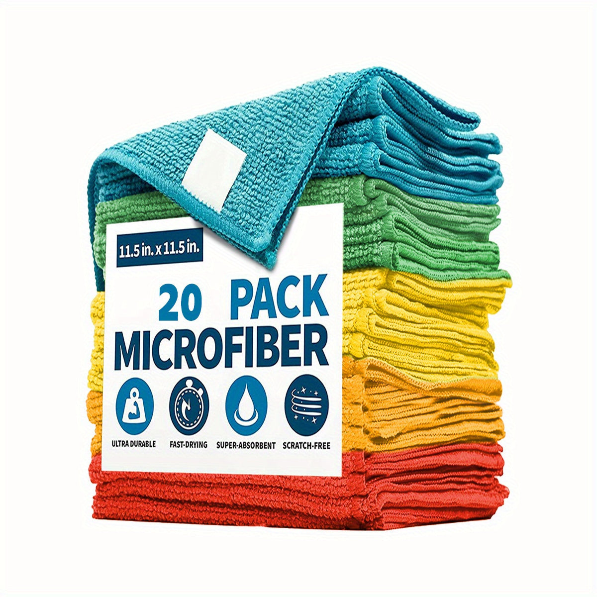 Pack of Microfiber Cleaning Cloths - Made from Woven Polyester, Ensures Streak-Free Shine on Multiple Surfaces such as Outdoor, Bathroom, Kitchen, and Patio - Highly Absorbent Towels, Ideal as Gifts for Christmas or Halloween