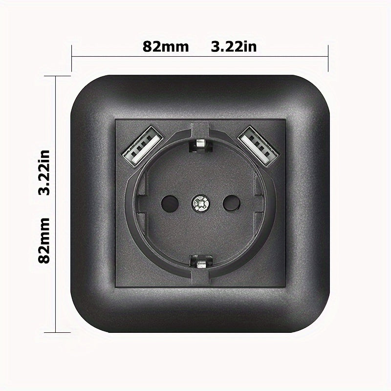 EU Standard 16A Wall Power Socket with USB Port, Type-C, and Flame Retardant Panel in Black/White/Grey - Ideal for Home Appliances, Rounded Edge Design.