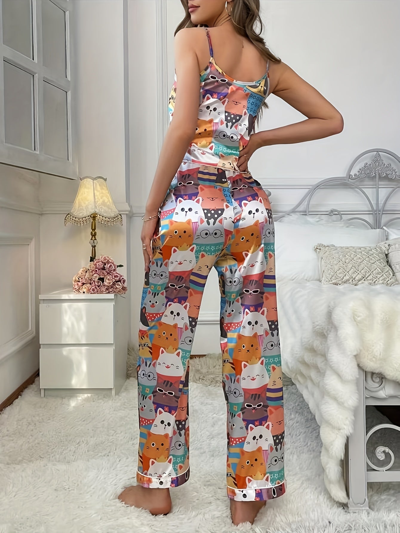 Colorful cartoon suspender pants cover.