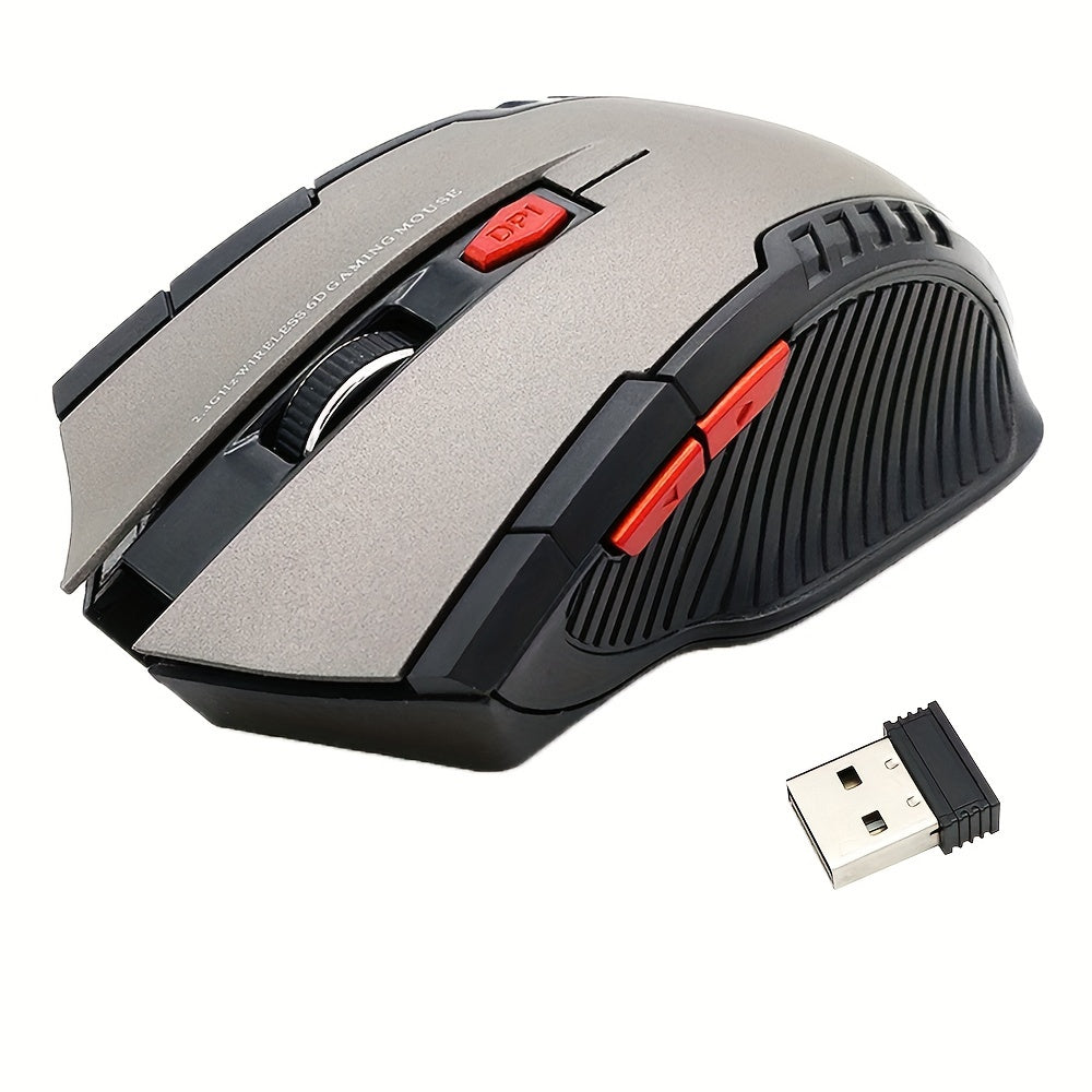 2.4GHz Wireless Gaming Mouse with USB Receiver: 6 programmable buttons, optical sensor for PC and laptop use. Ideal for gamers and notebook users.