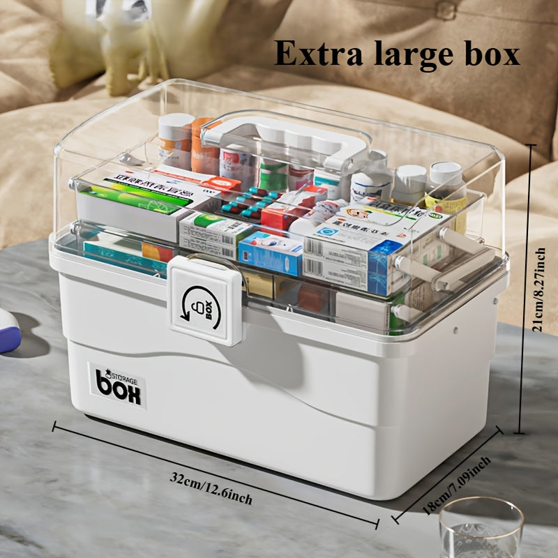 Waterproof medicine storage box with clear visibility design for office supplies and documents.