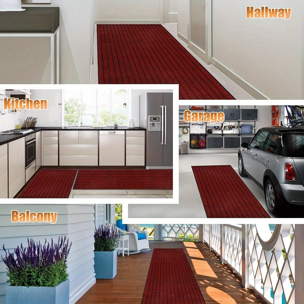 Non-slip laundry room carpet with rubber backing, washable indoor/outdoor runner carpet (1800G/㎡), ideal for entryways and balconies.