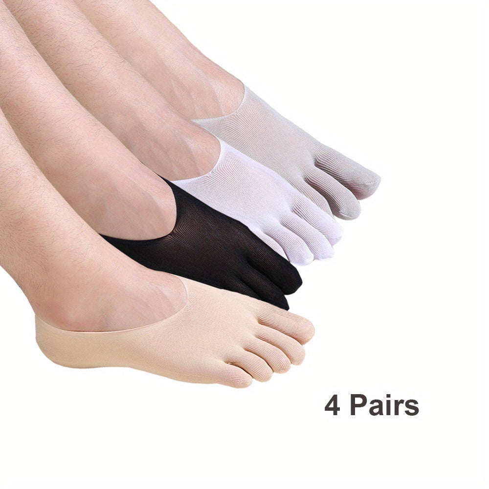 4 Pairs Men's Five Finger Socks, Thin Mesh, High Performance Athletic Toe Socks