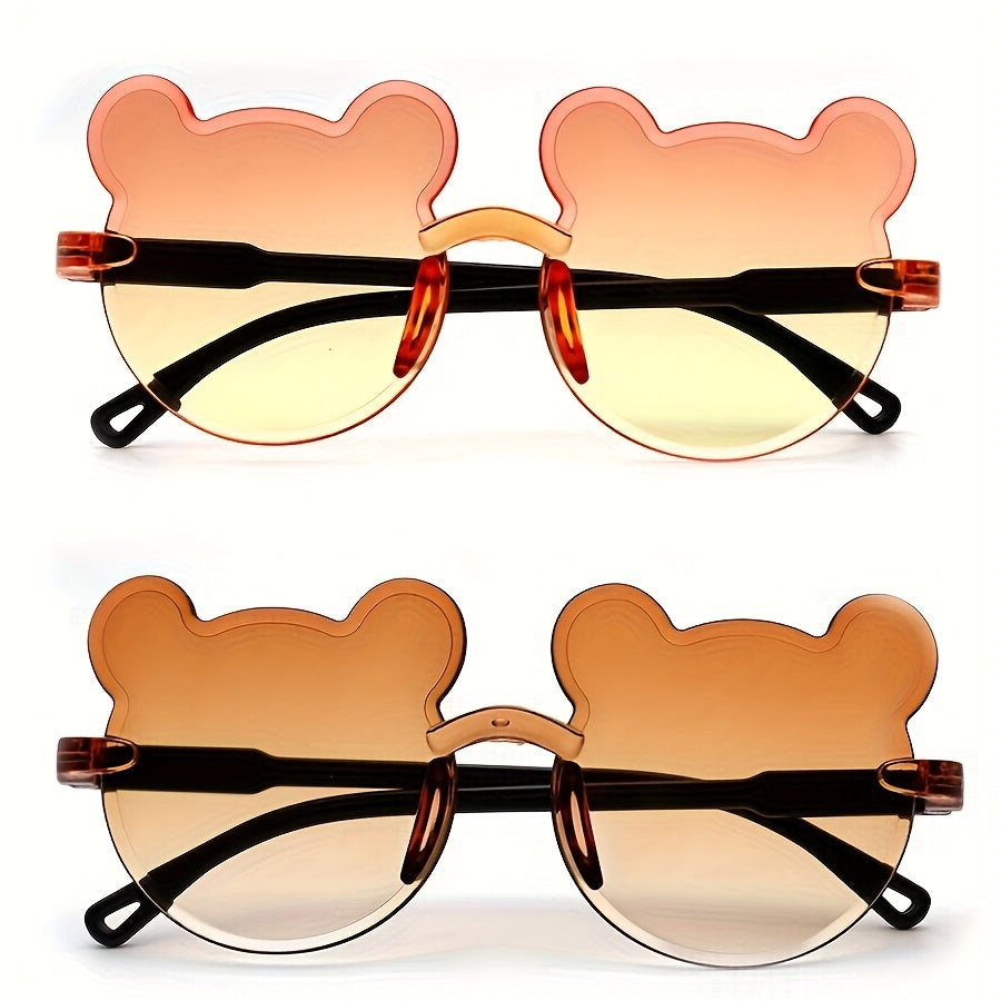 2 bear ear fashion glasses for teens in mixed color PC frame, perfect for New Year, Valentine's Day, and carnival gifts.