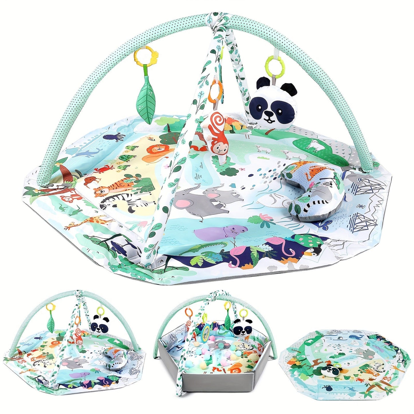 Multipurpose Prone Time Cushion with Youngsters's Fitness Activity Game Mat, Youngsters Floor Game Mat, and 6 Learning Sensory Toys. Enhance Youngsters's Sports Skills Development and create a Youngsters's Ball Pit experience with 18 Ocean Balls included.