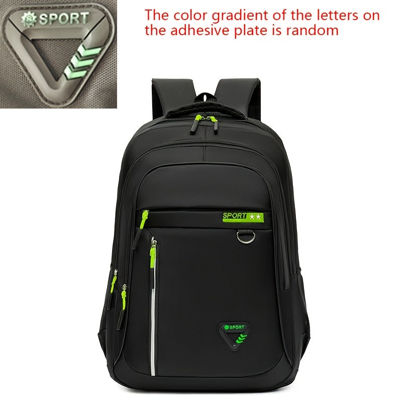 Durable nylon backpack with laptop compartment for students, easy to clean and ideal for school.