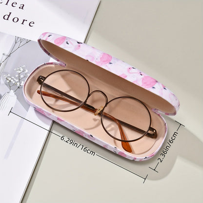 Durable Faux Leather Women's Glasses Case with Stylish and Chic Flamingo Print - A Fashionable Accessory